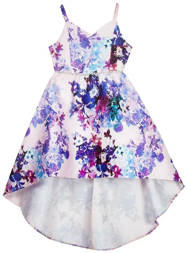 Emily Rose  Girl's Floral High Low Dress 7 - Lilac - Brand New