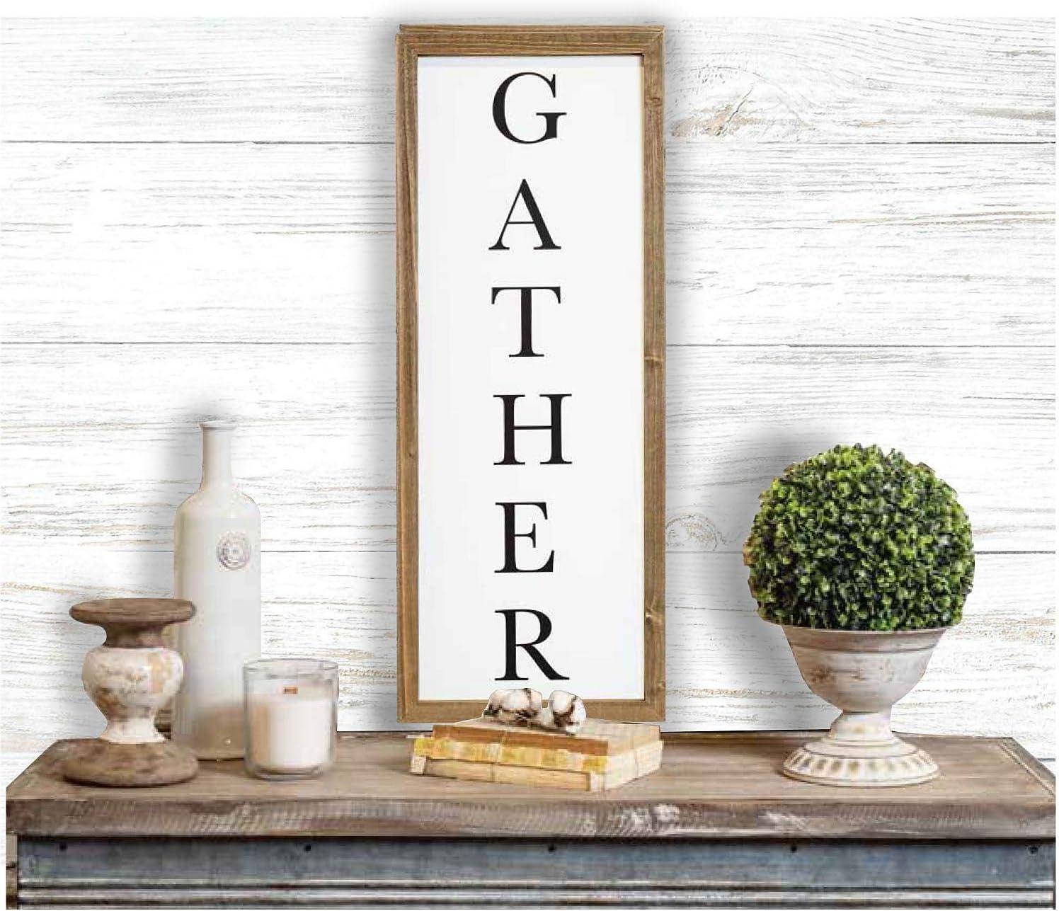 Farmhouse 36" Wall Sign (Gather) - Brown