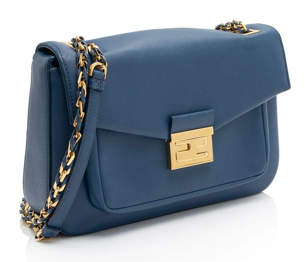 Fendi Leather Be Baguette Shoulder Bag - Leather - Blue