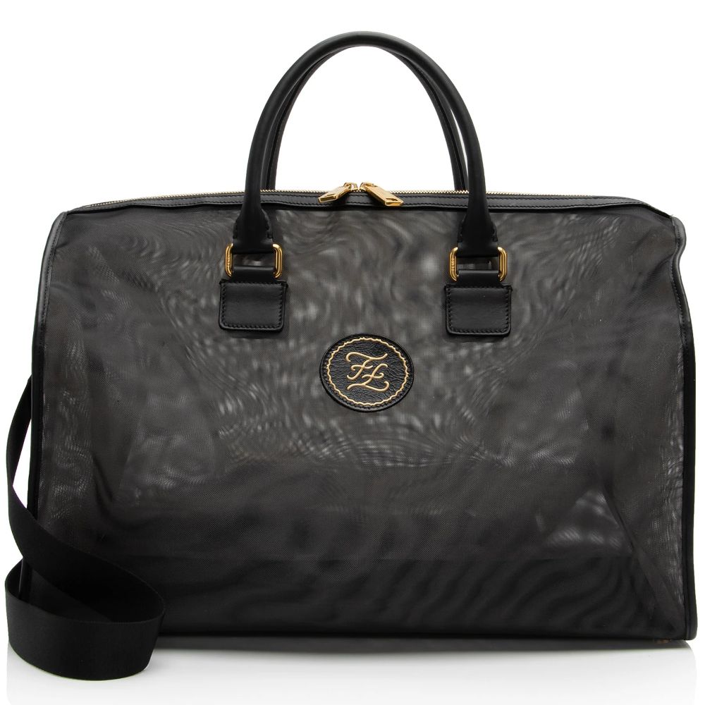 Fendi Mesh Karligraphy Duffle - Leather - Black
