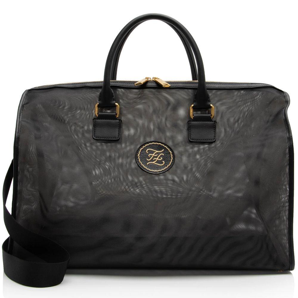 Fendi Mesh Karligraphy Duffle - Leather - Black