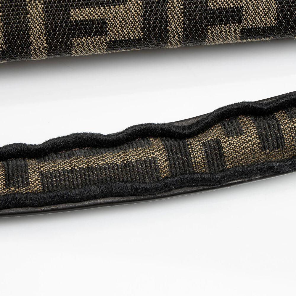 Fendi Zucca Calfskin Baguette Shoulder Bag - Canvas - Black/Brown