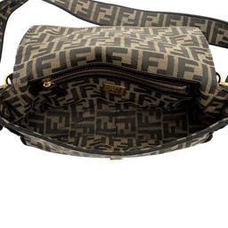 Fendi Zucca Calfskin Baguette Shoulder Bag - Canvas - Black/Brown