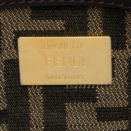 Fendi Zucca Calfskin Baguette Shoulder Bag - Canvas - Black/Brown