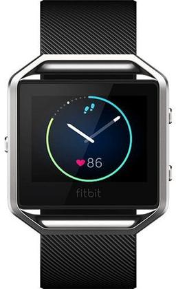 Fitbit Blaze Fitness Watch - Silver Stainless Steel Case with Black Elastomer Elastomer - Small Size