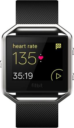 Fitbit Blaze Fitness Watch - Silver Stainless Steel Case with Black Elastomer Elastomer - Small Size