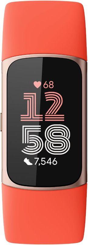 Fitbit  Charge 6 Fitness Tracker - Champagne Gold-Aluminum-Infinity Band-Coral - Silver - Aluminum - Porcelain - Infinity Band - Silicone - Premium