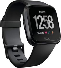 Fitbit Versa 1 Smartwatch - 24mm - Black Aluminum Case with Black Elastomer Silicone Band - Small Size