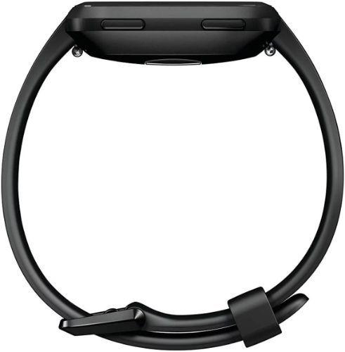 Fitbit Versa 1 Smartwatch - 24mm - Black Aluminum Case with Black Elastomer Silicone Band - Small Size