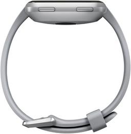 Fitbit Versa 1 Smartwatch - 24mm - Silver Aluminum Case with Gray Elastomer Silicone Band - Small Size