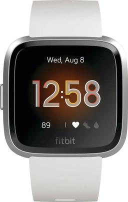 Fitbit Versa Lite Edition Smartwatch - Silver Aluminum Case with White Silicone Sport Band