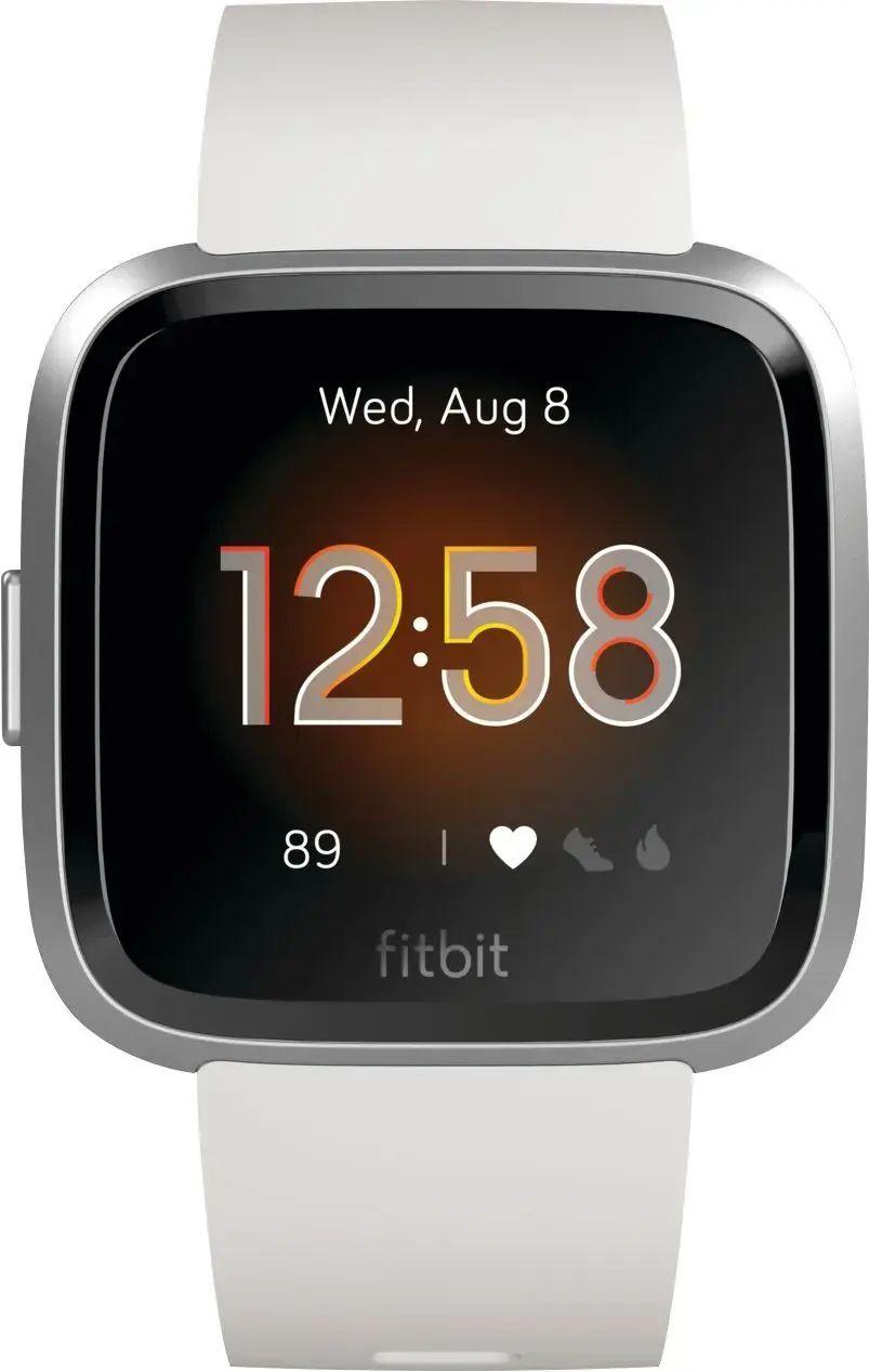 Fitbit Versa Lite Edition Smartwatch - Silver Aluminum Case with White Silicone Sport Band