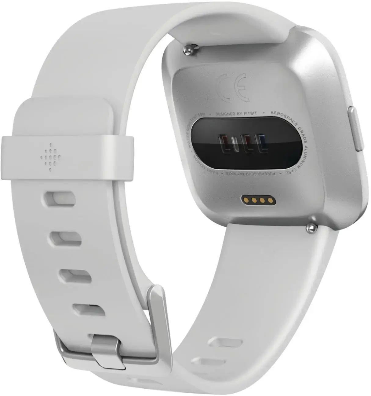 Fitbit Versa Lite Edition Smartwatch - Silver Aluminum Case with White Silicone Sport Band