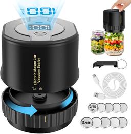 Fodmor Mason Jar Electric Vacuum Sealer - Black