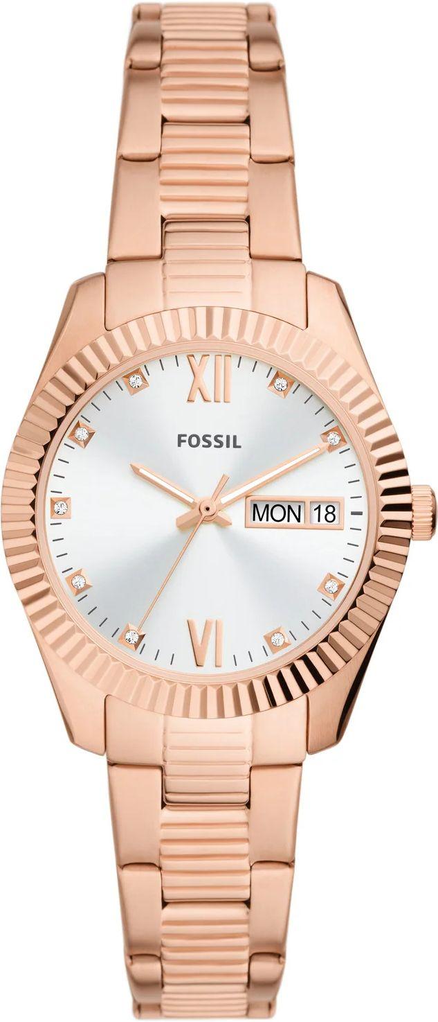 Fossil  ES5200 Scarlette Three-Hand Day-Date Stainless Steel Watch - Rose Gold - Excellent