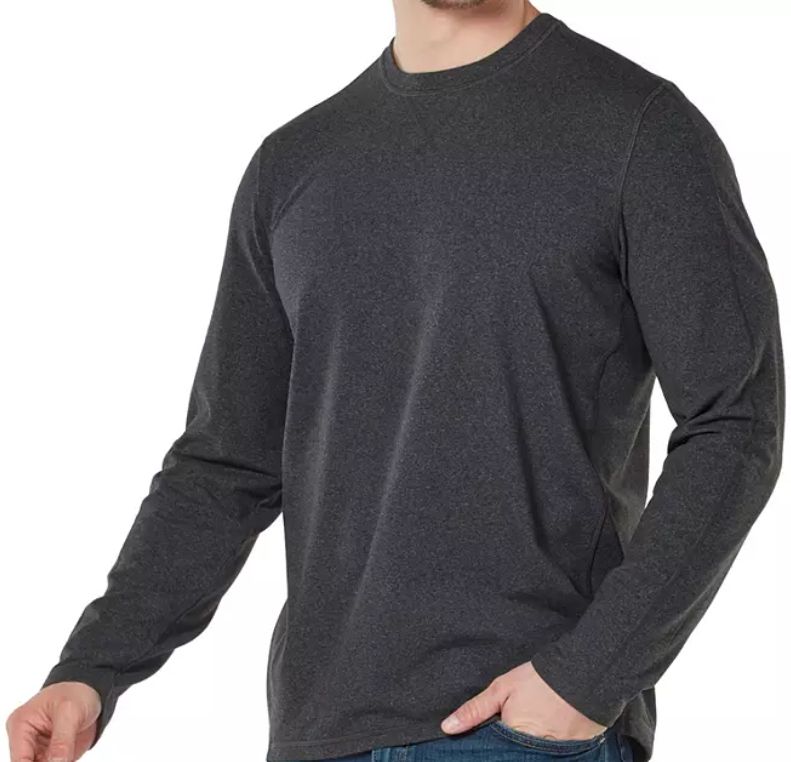 Free Country Men's Brushed Crew Neck T-Shirt L - Charcoal