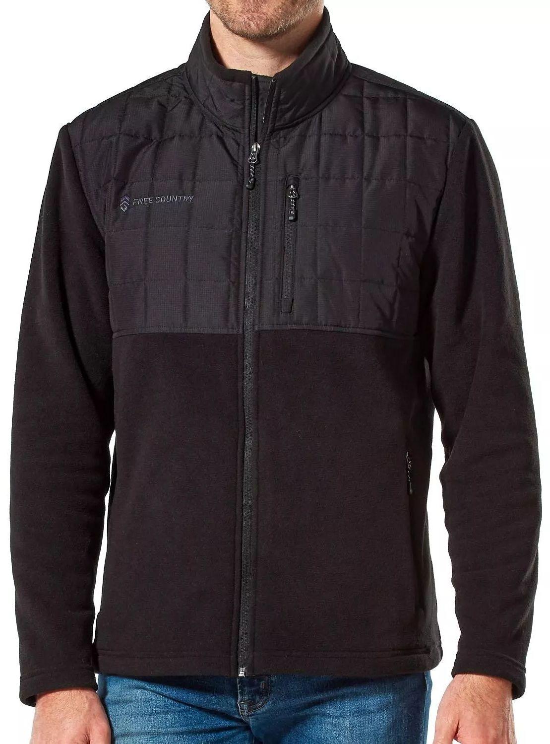 Free Country  Men's Overlay Fleece Jacket S - Black - Brand New
