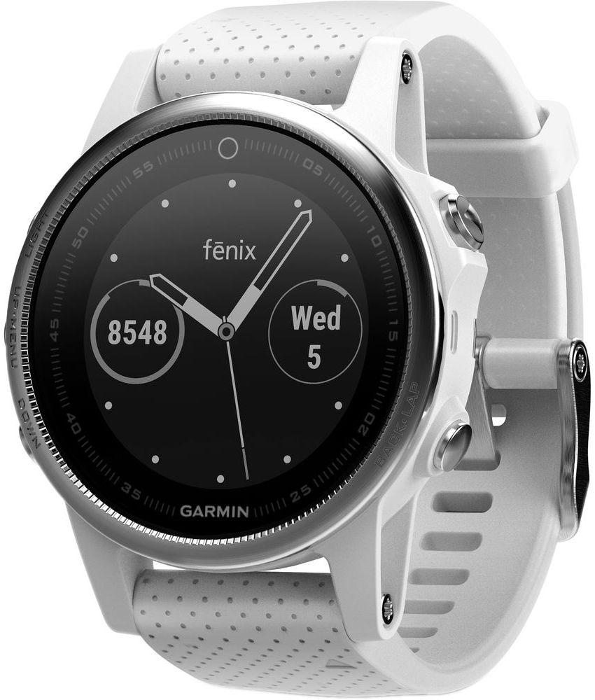 Garmin Fenix 5S GPS Smartwatch - 37MB - 42mm - White Sapphire Edition (Polymer) Case with Carrara White Silicone Silicone Band