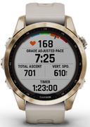 Garmin Fenix 7S Smartwatch Sapphire Solar Edition (Polymer) 42mm in Cream Gold in Excellent condition