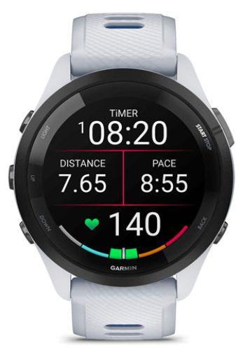 Garmin  Forerunner 265 Smartwatch - 8GB - White-Fiber-reinforced Polymer-Quick Release Band-Blue/White - 42mm - White - Fiber-reinforced Polymer - Blue/White - Quick Release Band - Silicone - Excellent