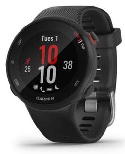 Garmin Forerunner 45S Smartwatch - 39mm - Black Fiber-Reinforced Polymer Case with Black Silicone Silicone Strap