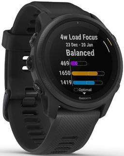 Garmin Forerunner 745 Smartwatch - 30.4mm - Black Fiber-reinforced Polymer Case with Black Silicone Silicone Strap
