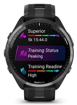 Garmin Forerunner 965 Smartwatch - 35.4mm - Black Titanium Case with Black Silicone Silicone Band