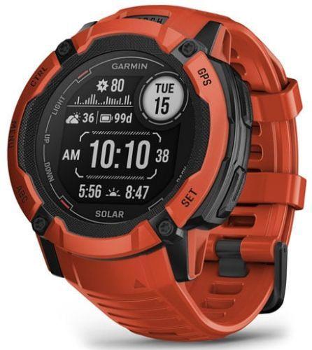 Garmin Instinct 2X Solar Smartwatch - 64MB - 50mm - Flame Red Fiber-reinforced polymer Case with Flame Red Silicone Silicone Band