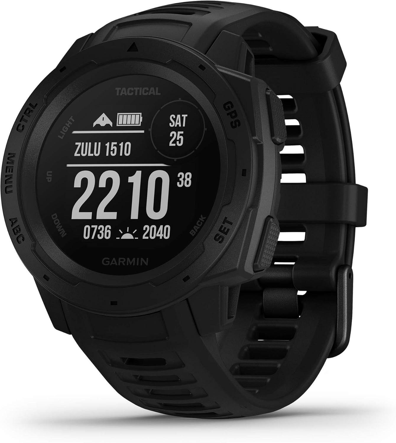 Garmin  Instinct Tactical GPS Watch - 45mm - Black - Fiber-reinforced Polymer - Black - Active Band - Silicone - Acceptable