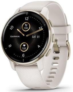 Garmin Venu 2 Plus Smartwatch - 33mm - Cream Gold Fiber-reinforced Polymer Case with Ivory Silicone Silicone Strap