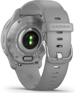 Garmin Venu 2 Plus Smartwatch - 33mm - Silver Fiber-reinforced Polymer Case with Powder Gray Silicone Silicone Strap