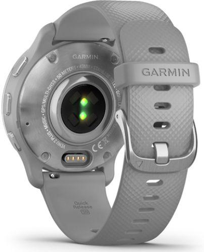 Garmin Venu 2 Plus Smartwatch - 33mm - Silver Fiber-reinforced Polymer Case with Powder Gray Silicone Silicone Strap
