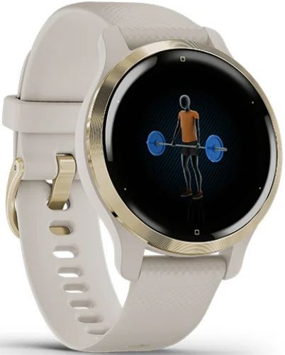 Garmin Venu 2S Smartwatch - 27.9mm - Light Gold Fiber-reinforced Polymer Case with Light Sand Silicone Strap