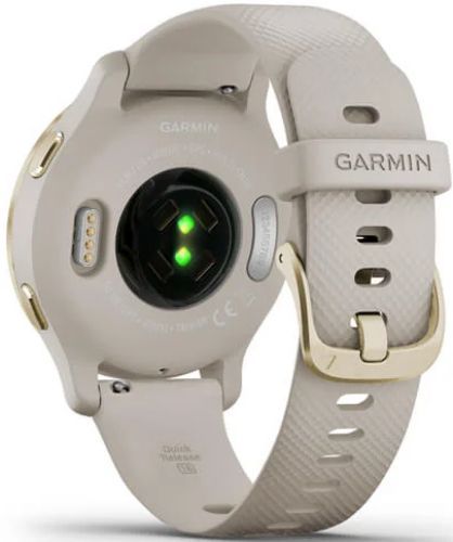 Garmin Venu 2S Smartwatch - 27.9mm - Light Gold Fiber-reinforced Polymer Case with Light Sand Silicone Strap