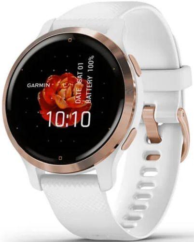 Garmin Venu 2S Smartwatch - 27.9mm - Rose Gold Fiber-reinforced Polymer Case with White Silicone Strap