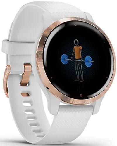 Garmin Venu 2S Smartwatch - 27.9mm - Rose Gold Fiber-reinforced Polymer Case with White Silicone Strap