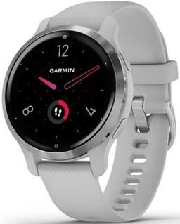 Garmin Venu 2S Smartwatch - 27.9mm - Silver Fiber-reinforced Polymer Case with Mist Gray Silicone Strap