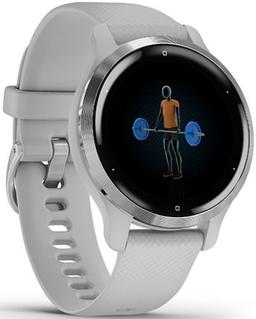 Garmin Venu 2S Smartwatch - 27.9mm - Silver Fiber-reinforced Polymer Case with Mist Gray Silicone Strap