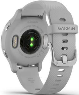 Garmin Venu 2S Smartwatch - 27.9mm - Silver Fiber-reinforced Polymer Case with Mist Gray Silicone Strap