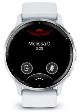 Garmin Venu 3 Smartwatch - 8GB - 45mm - Silver Fiber-reinforced Polymer Case with Whitestone Silicone Quick Release Band