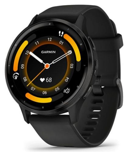 Garmin Venu 3 Smartwatch - 8GB - 45mm - Slate Fiber-reinforced Polymer Case with Black Silicone Quick Release Band