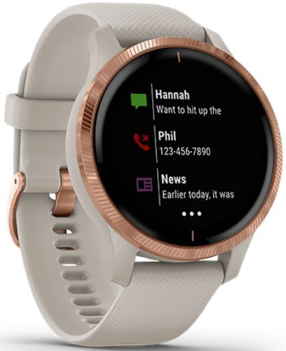 Garmin Venu Smartwatch - 30.4mm - Rose Gold Fiber-reinforce Polymer Case with Light Sand Silicone Silicone Strap