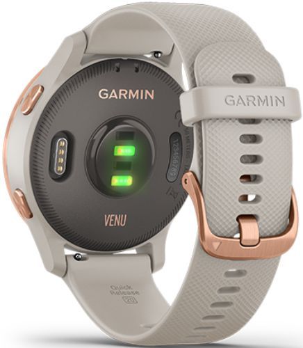 Garmin Venu Smartwatch - 30.4mm - Rose Gold Fiber-reinforce Polymer Case with Light Sand Silicone Silicone Strap