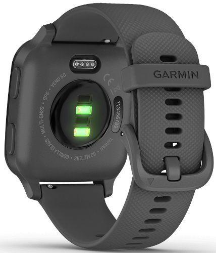 Garmin Venu Sq Smartwatch - 33.1mm - Slate Black Fiber-reinforced Polymer Case with Shadow Black Silicone Silicone Strap