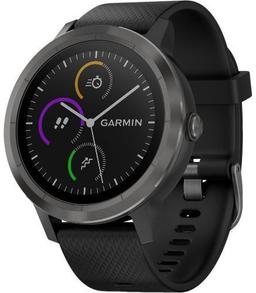 Garmin Vivoactive 3 Smartwatch - 30.4mm - Slate Fiber-reinforced Glass Case with Black Silicone Silicone Strap