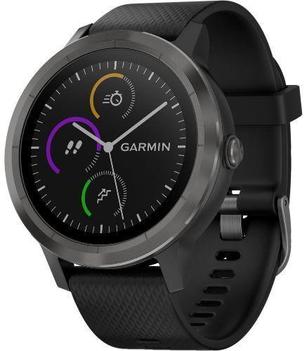 Garmin Vivoactive 3 Smartwatch - 30.4mm - Slate Fiber-reinforced Glass Case with Black Silicone Silicone Strap