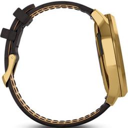 Garmin Vivomove HR Smartwatch - 43mm - 24K Gold PVD Premium Edition (Stainless Steel) Case with Black Embossed Silicone Italian Leather Band - One-Size