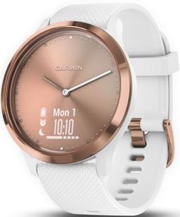 Garmin Vivomove HR Smartwatch - 43mm - Rose Gold/White Sport Edition (Fiber-reinforced Polymer) Case with White Silicone Silicone Band - Regular Size
