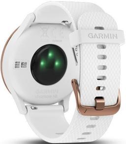 Garmin Vivomove HR Smartwatch - 43mm - Rose Gold/White Sport Edition (Fiber-reinforced Polymer) Case with White Silicone Silicone Band - Regular Size