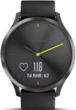 Garmin Vivomove HR Smartwatch - 43mm - Slate/Black Sport Edition (Fiber-reinforced Polymer) Case with Black Silicone Silicone Band - One-Size
